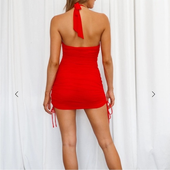 Hello Molly Halter Mesh Vibrant Red Mini Dress - Picture 2 of 11